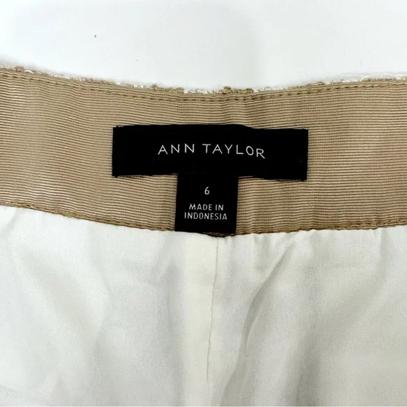 Ann Taylor Sz 6 Tan & Cream Plaid Raw Frayed Hem Dressy Shorts - Picture 4 of 8